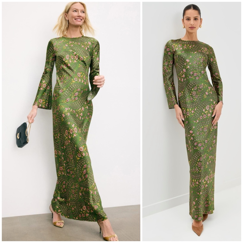 VERONICA BEARD Gemma Maxi Green Floral Dress SZ US 2 - Picture 9 of 9